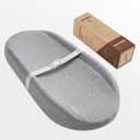 Blissful Diary Baby Changing Pad with Waterproof Lining Foam, Includes a Soft & Washable Cover, Contoured Changing Table Pads for Dresser Top with Non-Slip Bottom, 3216 (Grey, Avocado)