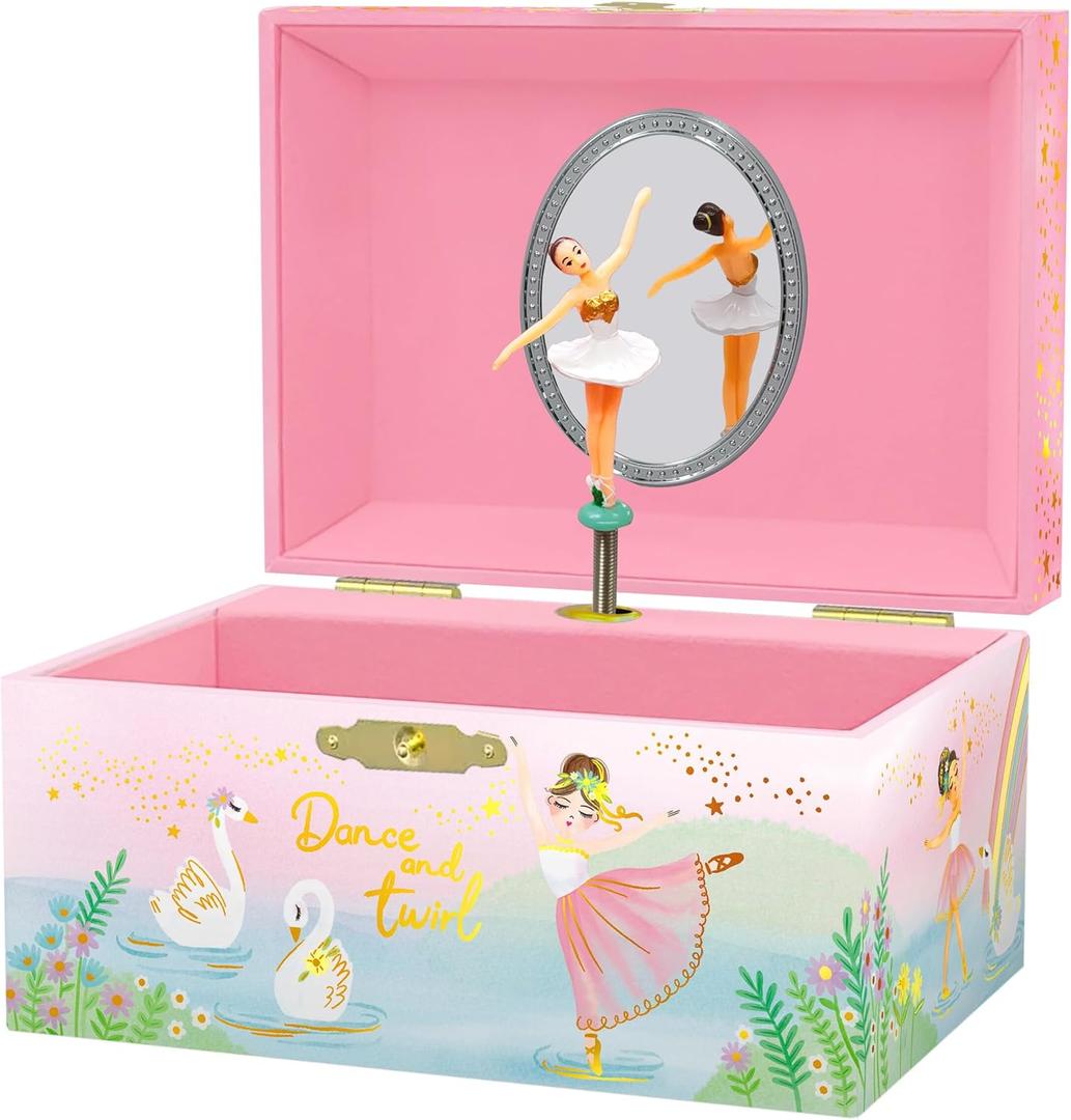 Giggle & Honey Musical Ballerina Jewelry Box for Girls - Kids Music Box with Spinning Ballerina, Ballet Birthday Gifts for Little Girls, Jewelry Boxes - Ages 3-10