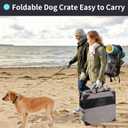 36 Inch Portable Travel Dog Crate, 3 Door Collapsible Soft Pet Kennel with Durable Mesh Windows for Medium Dogs, Foldable Dog Cage with Storage Pocket for Outdoor (Light Grey)