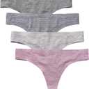 Wealurre Women's Cotton Thong Breathable Panties Low Rise Underwear (Medium)