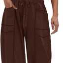 LAMISSCHE Womens Casual Strapless Jumpsuits off the Shoulder Summer Rompers Sleeveless One Piece Outfits with Pockets (Brown, XL)