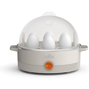 bella Electric Egg Cooker, 7 Eggs Capacity Tray, Single Stack, for Poached, Scrambled, Hard, Medium & Soft Boiled Eggs, Omelets and Steamed Dumplings, Auto Shutoff, 360 Watt, Oat milk