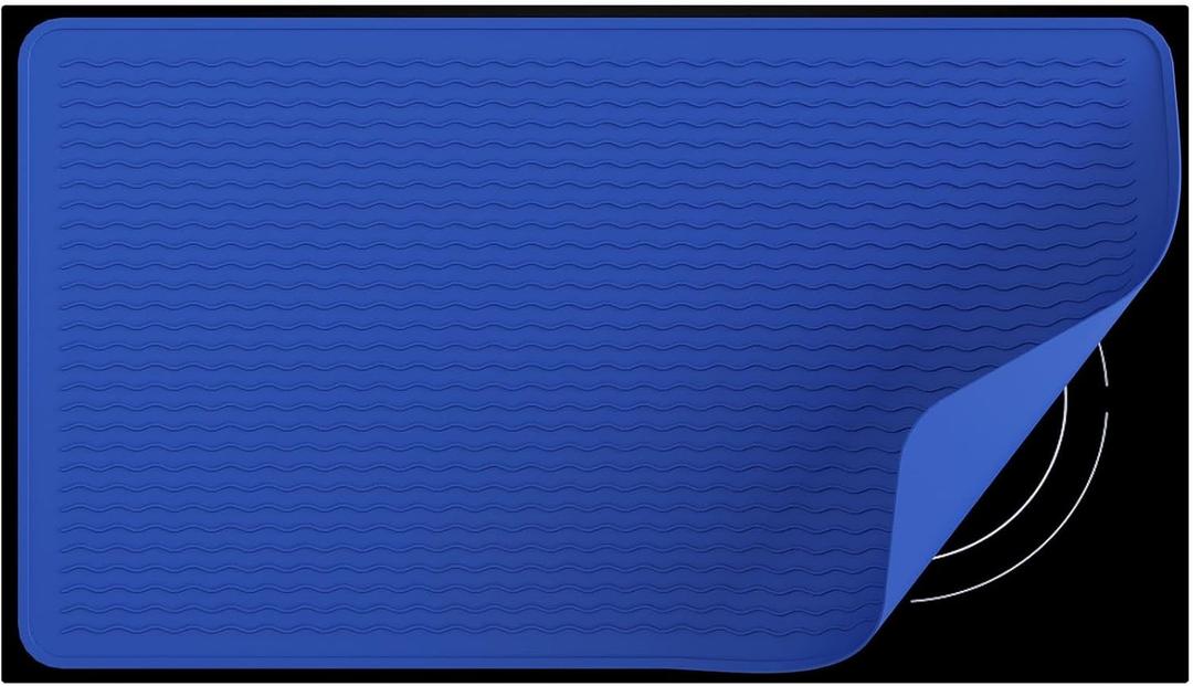 Stove Top Covers for Electric Stove, Food Grade Heavy Duty Silicone Glass Stove Top Cover Protector, Induction Cooktop Protector, Heat Resistant Range Ceramic Stove Top Covers Mat, Oven Cover (36" x 21" (Thickened), Blue)