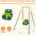 3-in-1 Toddler Swing, Foldable Indoor & Outdoor Baby Swing, Multifunctional Swings for Children 6 Months and Older, Easy to Assemble and Store for Backyard Play (Green)