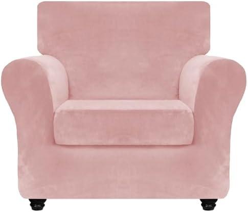 ZNSAYOTX Luxury Velvet Chair Slipcovers with Arm 2 Piece Stretch Chair Covers for Living Room Thick Soft Armchair Slipcover Anti Slip Pet Friendly Furniture Protector (Rose), 30"-47"(1 Cushion) ZNSAYOTX Luxury Velvet Chair Slipcovers with Arm 2 Piece Stretch Chair Covers for Living Room Thick Soft Armchair Slipcover Anti Slip Pet Friendly Furniture Protector (Rose), 30"-47"(1 Cushion)