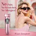 Cordless Electric Razors for Women: Rechargeable Painless Bikini Trimmer for Body Hair - IPX7 Waterproof Shaver with LED Display for Face/Underarm/Leg Light Pink Upgraded