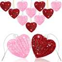 Bskifnn 12PCS Heart Ornaments for Valentine Crystal Glass Heart Shape Hanging Ornaments for Christmas Valentine's Anniversary Wedding Party Decoration