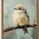 AVECCO Framed Vintage Funny Birds Canvas Wall Art, Bird Rustic Farmhouse Wall Decor, Unique Animal Art Prints for Kid's Room Bathroom Bedroom Living Room Office Home Decoration Ready to Hang 16x24 In