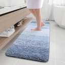 Arotive Microfiber Bathroom Rugs, Shaggy Soft and Absorbent Bath Rug, Non-Slip, Thick Plush Machine Washable Dry Bath Mats for Bathroom, Tub and Shower, 59x20, Light Blue, Rectangular