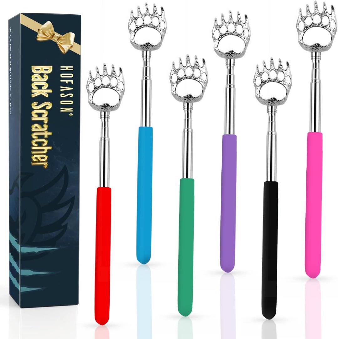 HOFASON 6 Pack Back Scratcher Fathers Day Dad Gifts, White Elephant Gifts for Adults, Stocking Stuffers for Men Women Teens, Prizes for Adults (Muti)