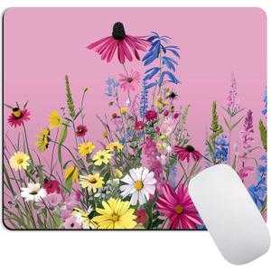 Flower and Plants Mouse Pad for Women, Pretty Floral Unique Design Mouse Pads for Desk. Cute Mousepad with Non-Slip Rubber Base for Notebooks Desktop Computers Office Supplies for Gaming, Working