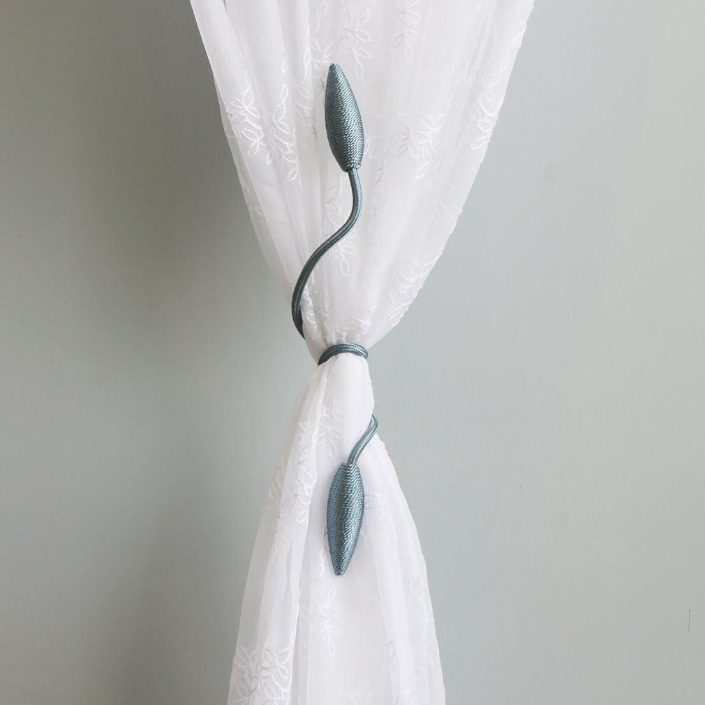 Valea Home 2 Pieces Curtain Tiebacks, Creative Window Drape Twist Tie Backs European Style Custom Made Curtain Holder Clips Decorative Draperies Holdbacks, Teal (Set of 2)