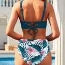 Yonique Women's Two Piece High Waisted Bikini Set Tummy Control Swimsuit Full Coverage Bathing Suit