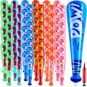 Seematn 100 Pcs Pow Inflatable Baseball Bats 17 Inch Inflatable Blow up Bats for Kids Carnival Game Prizes Bulk Baseball Party Favors Carnival Hero Sports Prizes (Mixed Color)