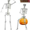 DINESIL 6Ft/185cm Halloween Skeleton, Life Size Skeleton Halloween Realistic Full Body Bones with Movable Joints for Party Haunted House Indoor Outdoor Decoration