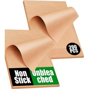 200 PCS Unbleached Parchment Paper Sheets for Baking 12x16 Inches, Non-Stick and Non-Toxic Pre-cut Parchment Sheets for Oven, Cooking, Grilling, Air Fryer and Steaming - Fit for Half Sheet Pans (Brown)