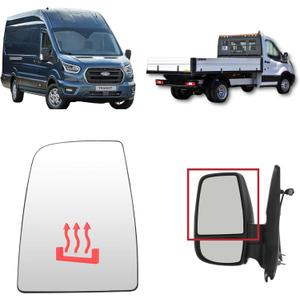 Aligoparts For Ford Transit 2014-2025 T150 T250 T350 MK8 Driver Left Side Upper Mirror Glass Heated with Backing Plate & 2 Metal Clips - Replacement for CK4Z17K707B