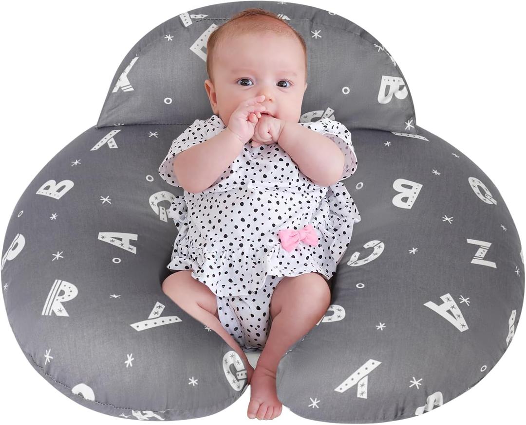 AMASKY Plus Size Breastfeeding Pillow for Ergonomic Comfort & Support, Easier Nursing, Fit, Removable Cover, Machine Washable, Letter Pattern(Grey), Pallet of Product