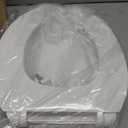 Centoco Toilet Seat Round, Open Front with Cover, Heavy Duty Commercial, Stainless Steel Hinge, Plastic, Made in the USA, 460STS-001, White