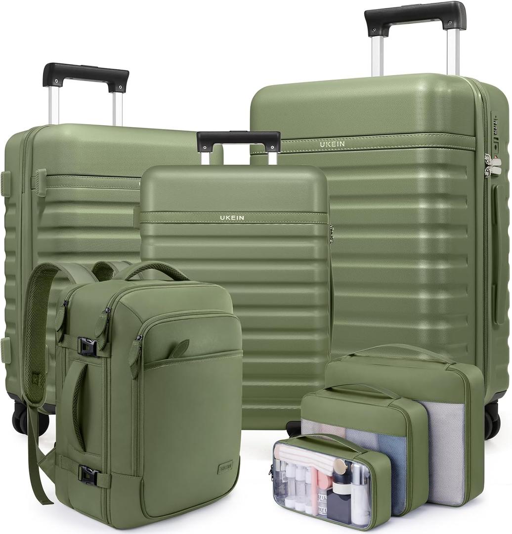 Luggage Sets 7 Piece, Durable Hardside ABS Carry on Luggage with Spinner Wheels & YKK Zipper TSA Lock, Large Checked Travel Suitcase With Backpack Set for Men and Women,20/24/28 Inch