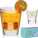 2 x Encheng Happy 21st Birthday Decorations Gifts for Him & Her - Vintage 2004 Gold Printed 1.6oz Shot Glasses with Heavy Base, Cheer to 21 Years Birthday Party Favor Gifts for Women, Men, 2 Pack