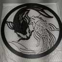 Creoate Koi Fish Wooden Wall Art, Black and White Yin Yang Themed Zen Decor for Yoga Room Bathroom Living Room Farmhouse, 12x12 inches