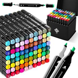 ZENO 80 Alcohol Markers Dual Tip  Brush & Fine Tip Markers for Adult Coloring Books, Art Markers for Drawing & Illustration, Coloring Set with Case for Adults & Kids