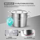 LOLYKITCH 5 Quart Stainless Steel Steamer Pot with Glass Lid, 3-Ply Steaming Pot for Cooking, 2 Tier Induction Steamer Pot for Tamales Seafood Vegetables Dumplings Stock Pot, Thick