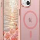 SUPFINE Magnetic for iPhone 15 Case (Compatible with MagSafe)(Military Grade Drop Protection) Translucent Matte Shockproof Phone Cover,Pink