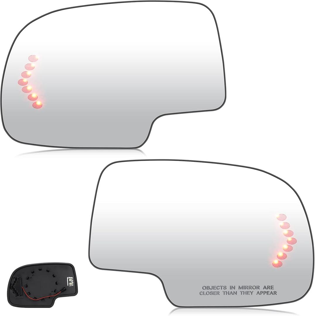 Youxmoto Driver Left and Passenger Right Heated Side Mirror Glass,2003-2006 Fit for Chevy Silverado Avalanche Suburban 1500 2500 3500 Tahoe/Fit for GMC Sierra Yukon Fit for Cadillac Escalade 88944391