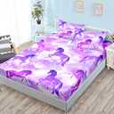 HOSIMA Purple Unicorn Bedding Sets for Girls Kids,Planet Cloud Unicorn Fitted Sheets Twin Bedding Set,Soft Microfiber Princess Toddler Bed Sheet Set with 15-Inch Deep Pockets. (Twin 39"*75")