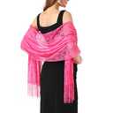 Ladiery Women's Floral Lace Scarf Shawl with Tassels, Soft Mesh Fringe Wraps for Wedding Evening Party Dresses