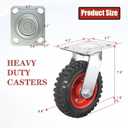 Heavy Duty Casters Set of 4, 6 Inch Solid Rubber Wheels Industrial Casters with Dual Ball Bearings, 4 Swivel Caster Wheels 360 Rotation for Workbench Cart Furniture Trolley Indoor Outdoor