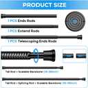 Tension Rod 28 to 48 inch, Adjustable Curtain Rods No Drilling Spring Rods Extendable Pressure DIY Tension Rod for Window Closet Kitchen, Black