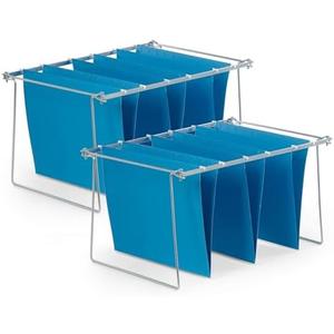 Blue Summit Hanging File Bars For File Cabinet, Letter Size, 13x17.5, Metal Files Holder Bars on Desktop, File Drawer Organizer Insert, Filing Cabinet Organizer Insert, Set of 2
