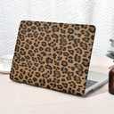 Seorsok Compatible with MacBook Pro 13 inch Case M2 2023,2022,2021-2016 A2338 M1 A2251 A2289 A2159 A1989 A1708 A1706,Elegant Leopard Grain Leather Plastic Hard Shell Case&Keyboard Cover,Brown