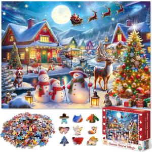 500 Piece Christmas Puzzle for Adults and Kids Santa's Secret Village Jigsaw Puzzle with Irregular Shape Christmas Puzzle Gift for Adults and Teens Family Challenging Puzzle Perfect for Game Nights