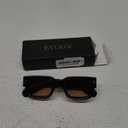 EYLRIM Thick Frame Square Sunglasses for Women Men Chunky Rectangle Sun Glasses Black Shades UV400 Protection (04 Black/Champagne)