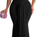 Memoriesea Women's Elegant Sleeveless Deep V Neck Bodycon Party Evening Gown Maxi Dress (Large, Black)