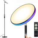 UFO Floor Lamp 71in, Upgraded 42W 3700LM LED Torchiere Floor Lamps for Living Room, Modern Tall Bright Standing Light with Remote, Dimmable Sky Light,1/2/3H Timer for Bedroom,Office(Black)