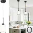 Beionxii Pendant Lights Kitchen Island, Modern Kitchen Pendant Lighting Over Island with Milk Glass, Matte Black Pendant Light Fixtures for Sink, Dining Room, Entryway, BX-PL02MB (1 Pack)