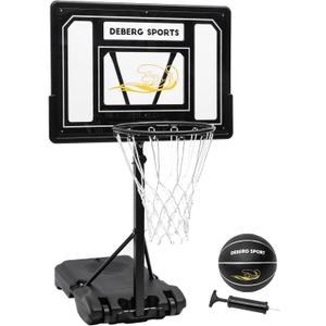 DEBERG Swimming Pool Basketball Hoop Set Height-Adjustable Portable Pool Basketball Hoop Poolside with Shatterproof Backboard and Stainless Steel Rim/Bracket, Includes a Ball and Air Pump