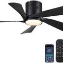 CHESUR Black Ceiling Fans with Lights - 36" Flush Mount Low Profile Ceiling Fan with Remote/App, Dimmable and 3CCT, Reversible, Modern Ceiling Fan Light for Indoor Bedroom, Kids Room