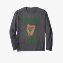 Liatroim County Leitrim as Gaeilge Gaelic Irish Celtic Harp Long Sleeve T-Shirt, Size 2XL