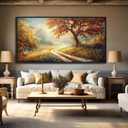 YDYSUNE Landscape Canvas Poster Wall Art Vintage Countryside Field Path Scenery Picture Print Wall Decor Retro Painting Artwork for Modern Home Bedroom Office 29x58inch