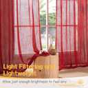 YoungsTex Red Linen Semi Sheer Curtains 80 Inch Length - Light Filtering Drapes with Back Tab Rod Pocket Lightweight for Living Room Window, 2 Panels, 52 X 80 Inch