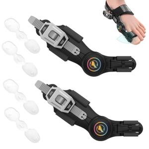Bunion Corrector for Women & Men Big Toe, Black Adjustable Orthopedic Bunions Correction with Non Slip Toe Straighteners, Bunion Splint Suitable for Day/Night Feet Bunion Relief (2PCS) (One Size)