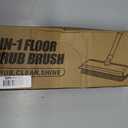 Floor Scrub Brush with Long Handle: 3 in 1 Heavy-Duty Floor Scrubber Brush with Squeegee for Cleaning Tile Bathroom Deck Kitchen Patio - Blue