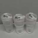 SevvyNaut 20 oz Glass Tumbler with Lid and Straw, 3 Pack Clear Ribbed Iced Coffee Cup, High Borosilicate Glass Tumbler, Reusable Vintage Glassware for Iced Coffee, Smoothies, Cocktails, and Juices