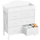YeTom Changing Table Dresser, 6 Fabric Drawers, Mobile Storage, White